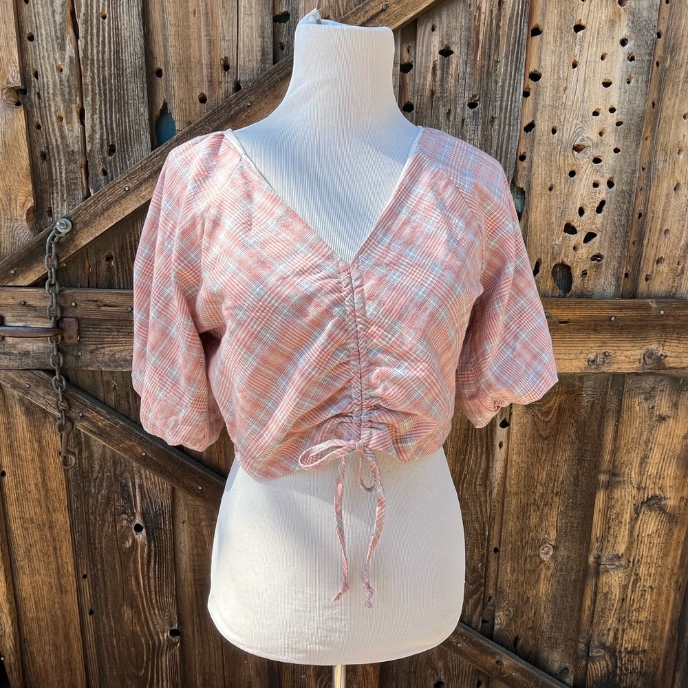 Anthropologie dRA Los Angeles Cropped Balloon Sleeve Top Women's Size Medium